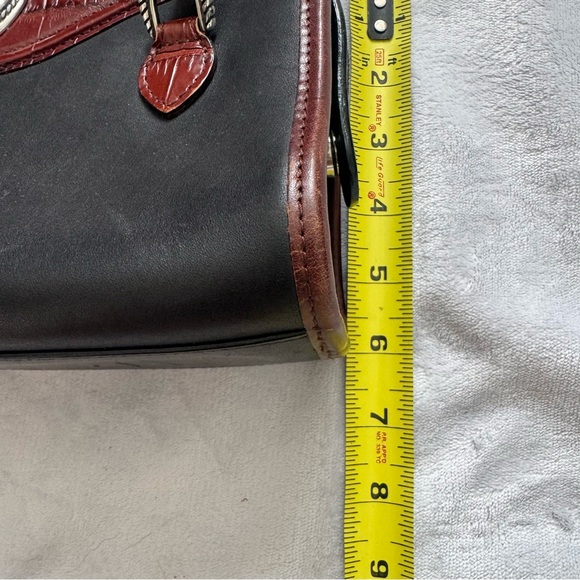 Brighton Black Burgundy Croc Leather Satchel Heart Charm Strap Box Dust Bag - Picture 13 of 14